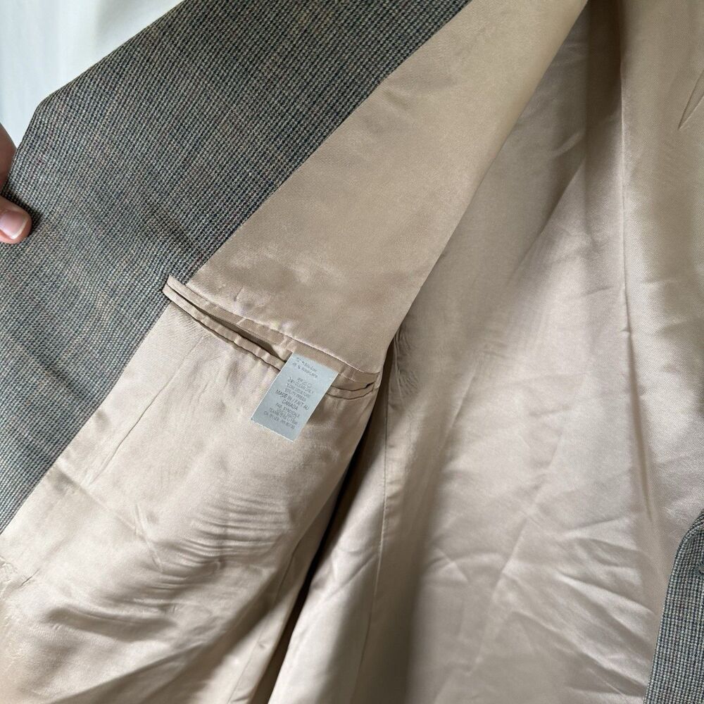 Lauren Ralph Lauren Silk Wool Blazer Men 46R Beige Inside Pockets 3 Button Front - Picture 6 of 12